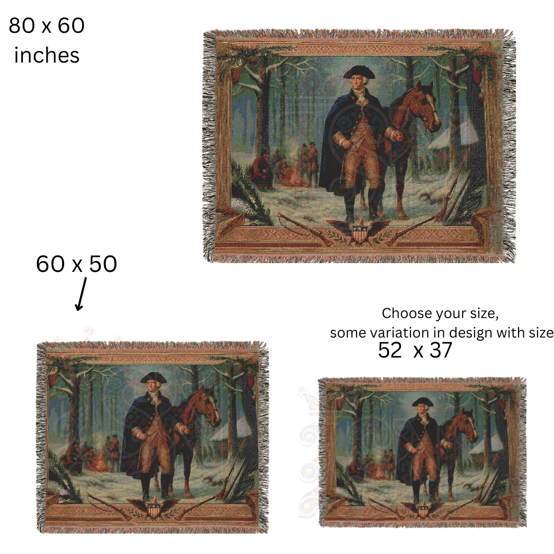 General Washington in Winter Encampment – American Revolutionary War Woven Throw Blanket