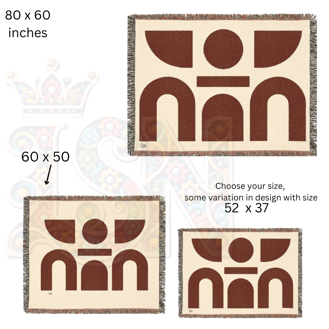 The Guardian in Shape – African Minimalist Woven Blanket, Symbolic Tribal Figure Throw, Geometric Protection Design for Modern Homes