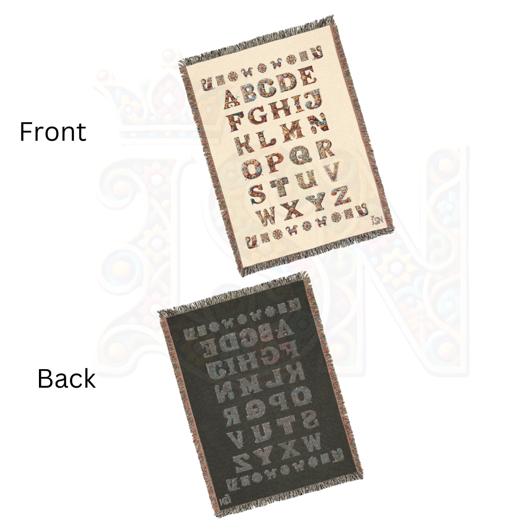 White Elegant Alphabet Woven Cotton Blanket – Bohemian Luxe Tapestry Throw