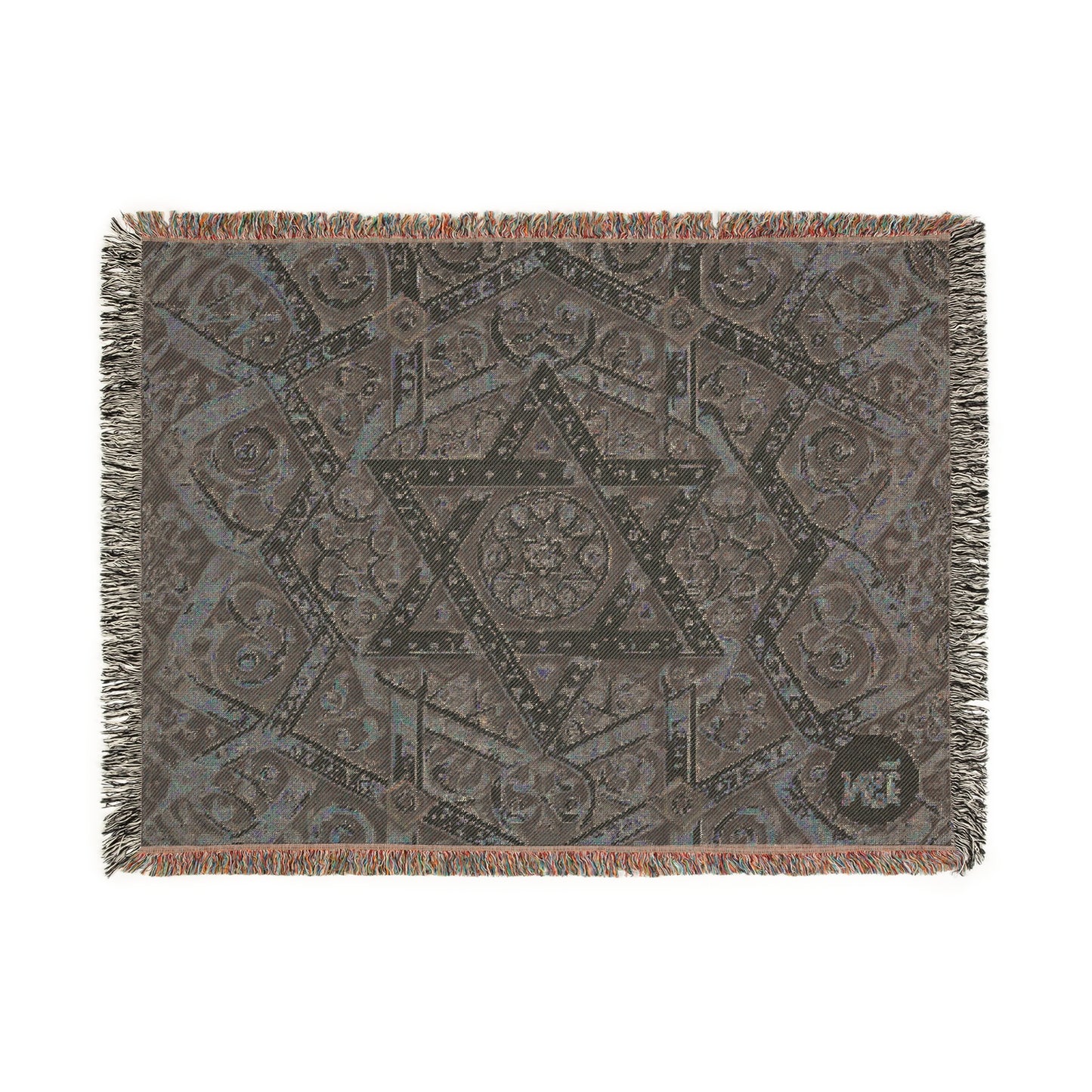 Star of David Geometric Woven Tapestry Blanket – Judaica Home Decor Throw, 100% Cotton, Heirloom Textile