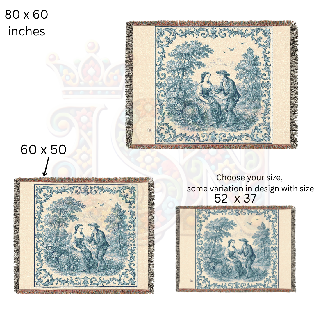 French Country Woven Blanket – Gentle Proposal Romantic Throw, Cozy Gift Home Decor