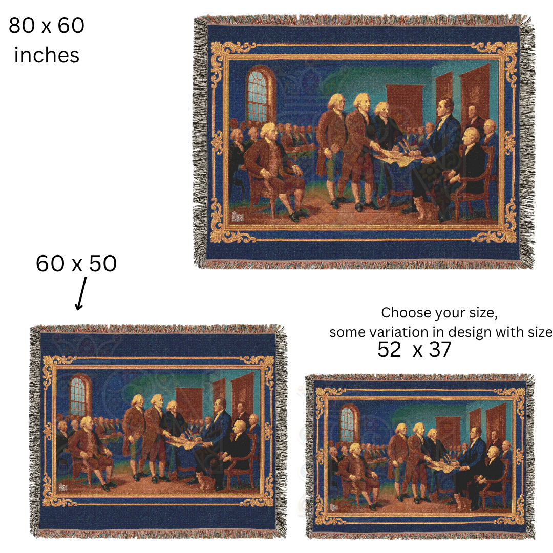 Declaration of Independence Signing – Historic Americana Woven Throw Blanket