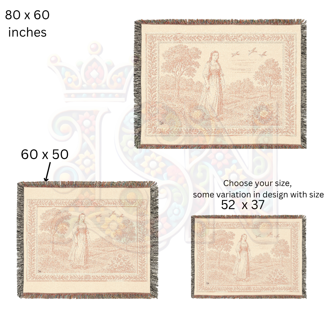 French Country Woven Blanket – Country Walk Serene Throw, Cozy Gift Home Decor
