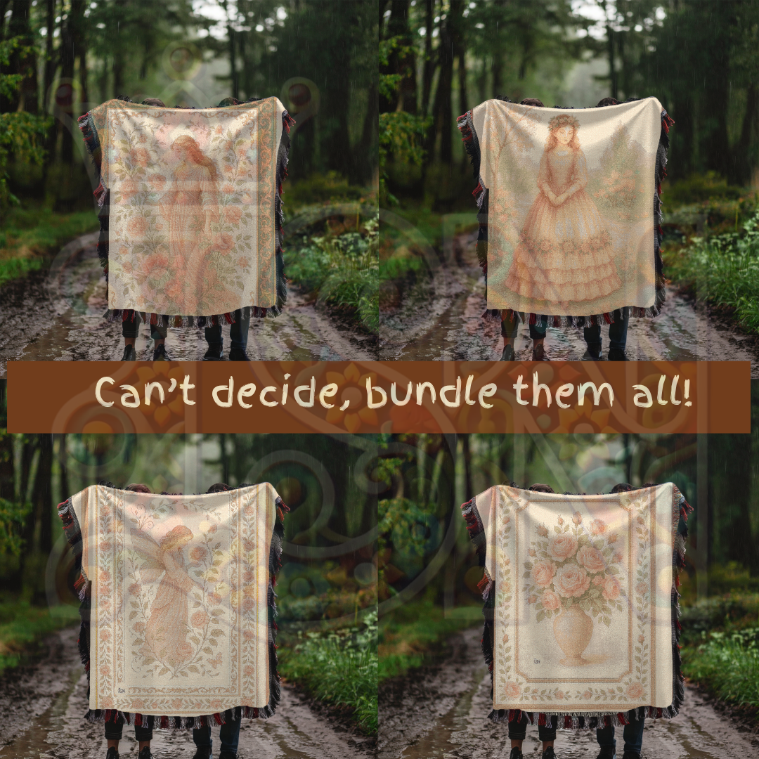 Slumbering Fairy Woven Blanket – Fairycore Home Decor Tapestry Throw, Floral Frame, Cozy Dream Gift