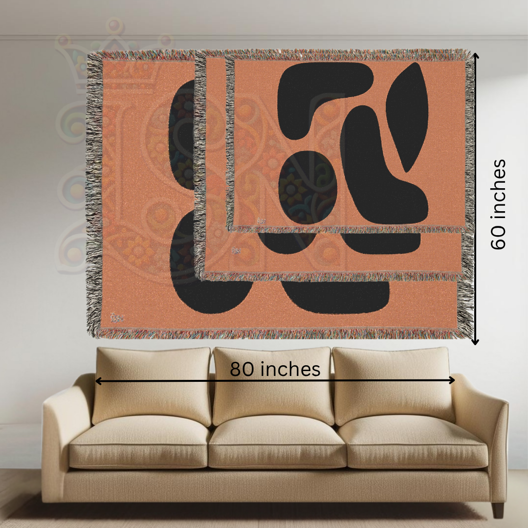 The Shapes That Stayed – African Abstract Woven Blanket, Mudcloth-Inspired Minimalist Throw, Modern Tribal Memory Textile
