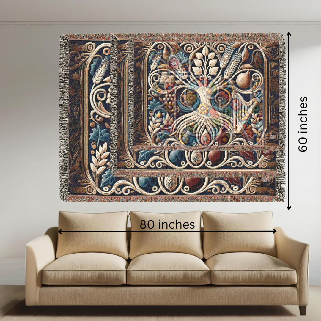 Nature’s Legacy Tree of Life Botanical Throw – Woven Blanket with Grains & Fruits, Symbolic Nature Gift