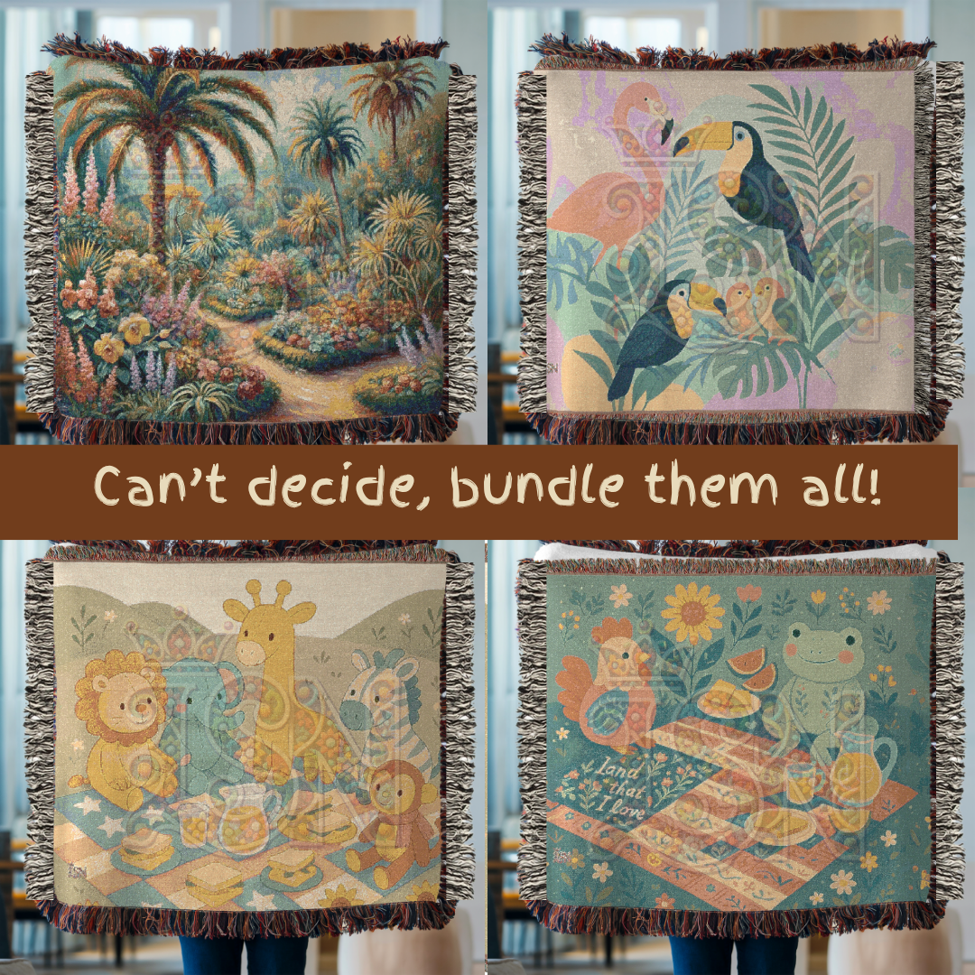 Gentle Giraffes Woven Blanket – Mother & Baby Animal Nursery Throw, Soft Nature-Inspired Baby Room Gift