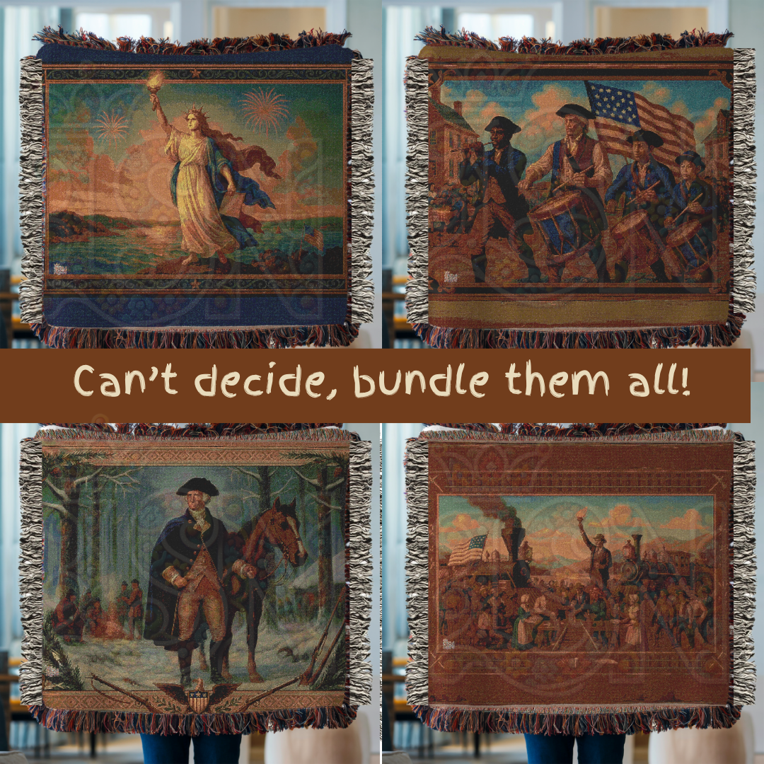 General Washington in Winter Encampment – American Revolutionary War Woven Throw Blanket