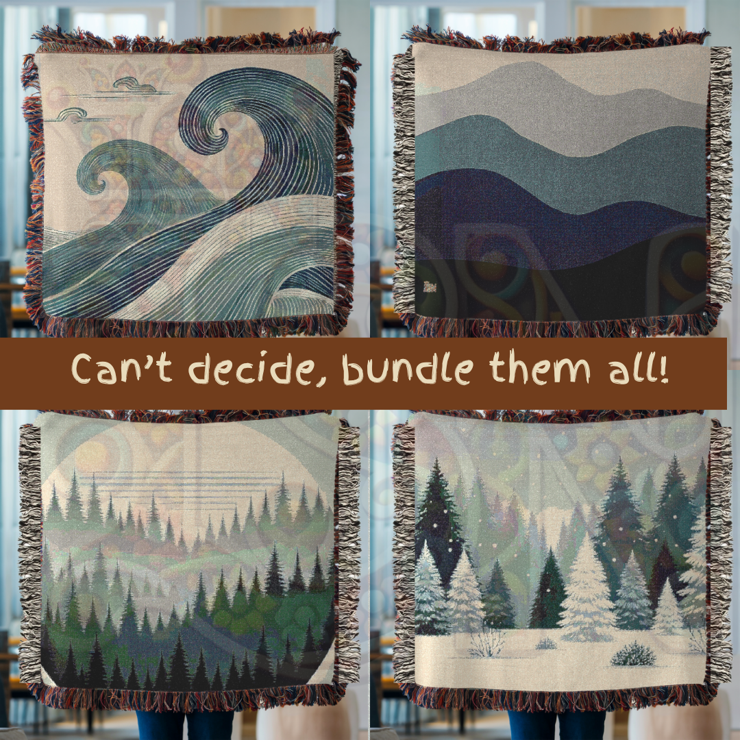 Snowy Forest Winter Woven Blanket – Cozy Snow-Covered Pines Tapestry Throw, Serene Nordic Winter Landscape for Home Decor