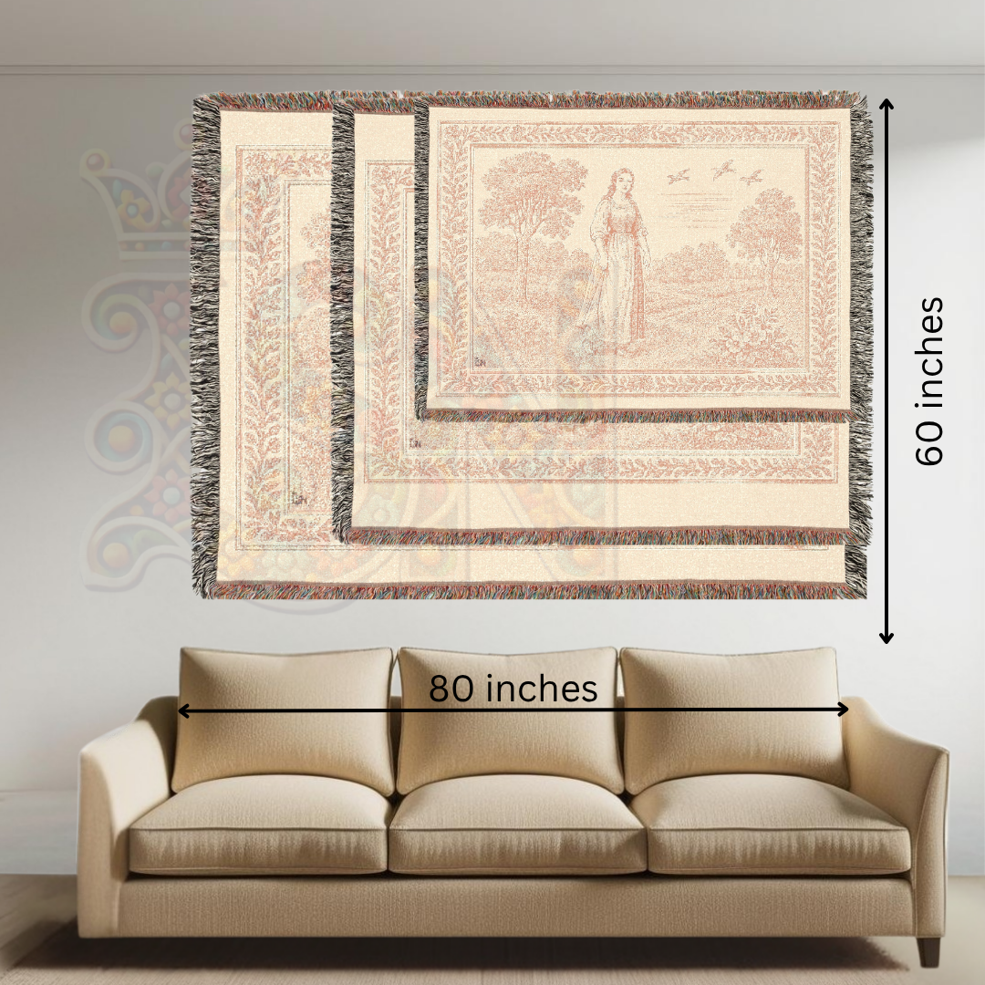French Country Woven Blanket – Country Walk Serene Throw, Cozy Gift Home Decor