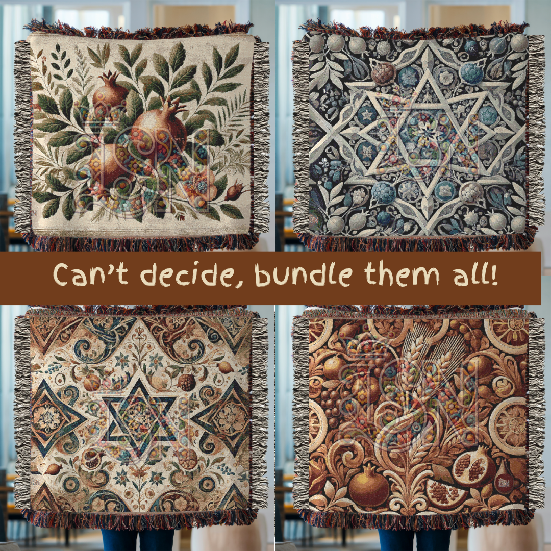 Star of David Jewish Heritage Woven Throw Blanket – Nature Inspired Cotton Tapestry