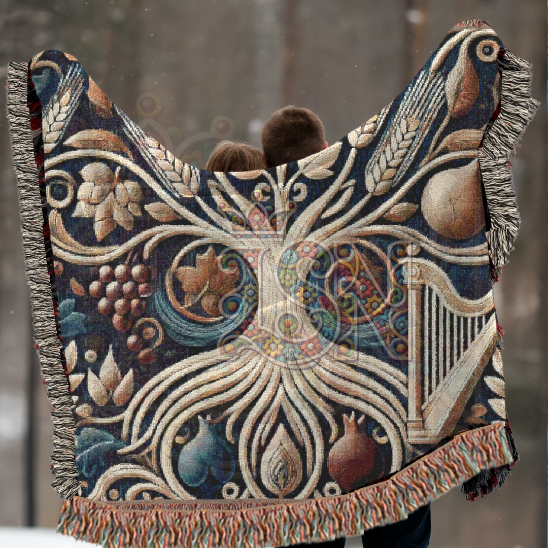 Nature’s Legacy Tree of Life Botanical Throw – Woven Blanket with Grains & Fruits, Symbolic Nature Gift