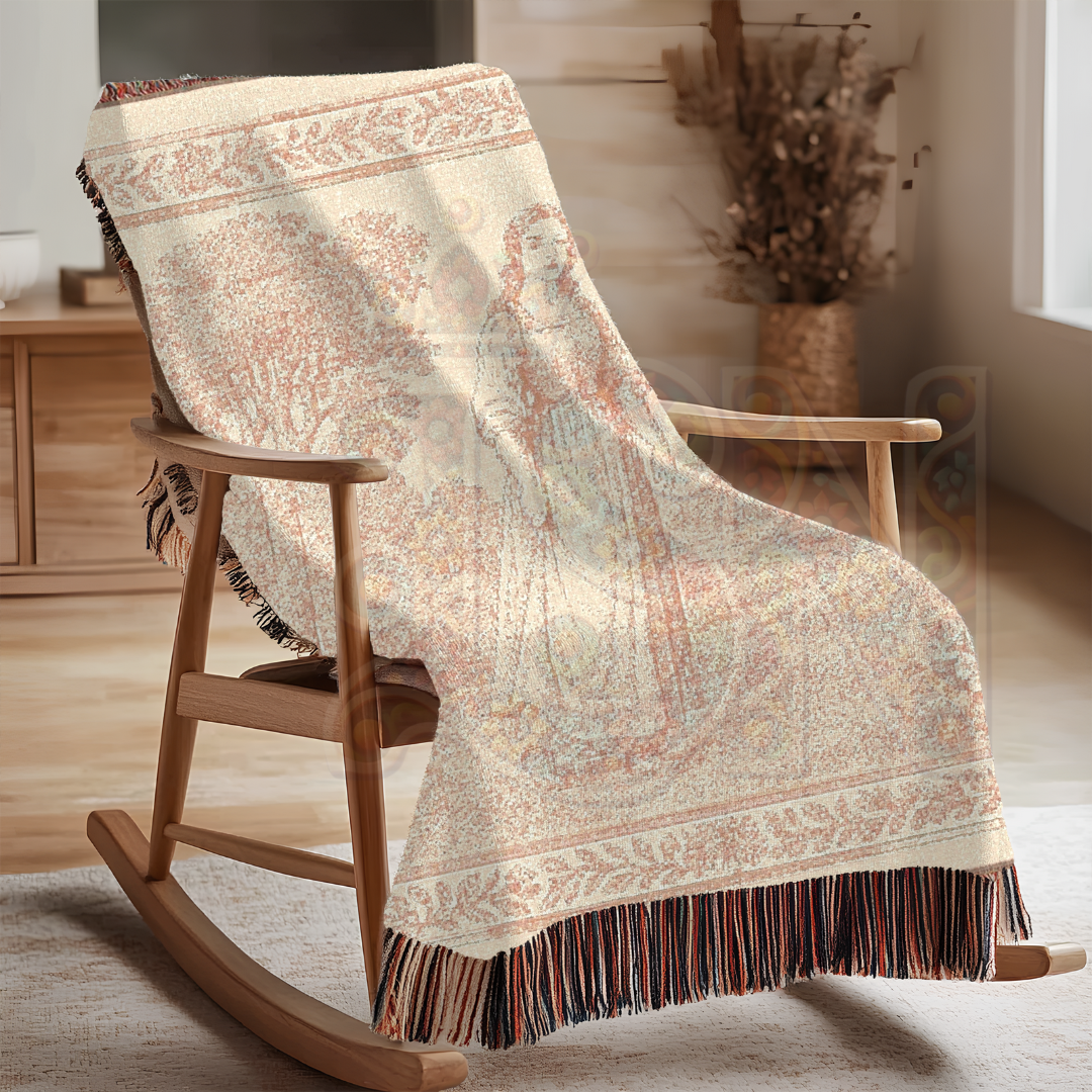 French Country Woven Blanket – Country Walk Serene Throw, Cozy Gift Home Decor