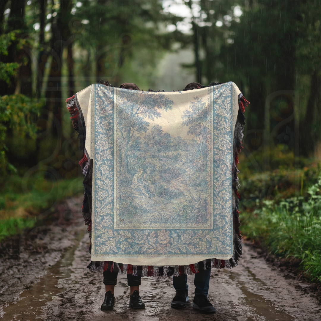 French Country Woven Blanket – Willow Tree Shadows Cozy Throw, Elegant Home Décor Gift
