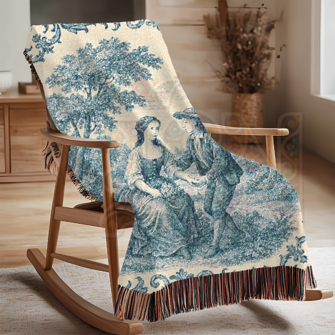 French Country Woven Blanket – Gentle Proposal Romantic Throw, Cozy Gift Home Decor