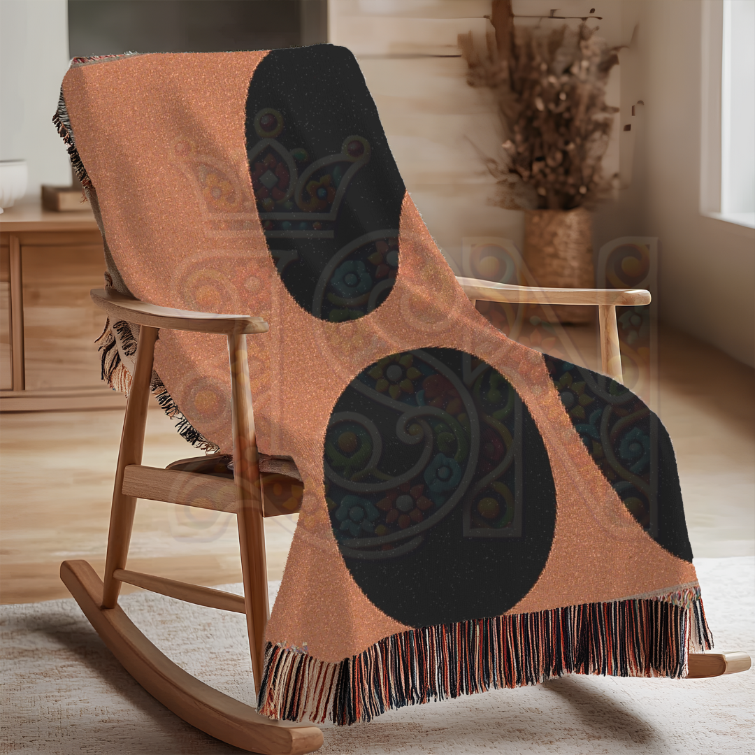 The Shapes That Stayed – African Abstract Woven Blanket, Mudcloth-Inspired Minimalist Throw, Modern Tribal Memory Textile