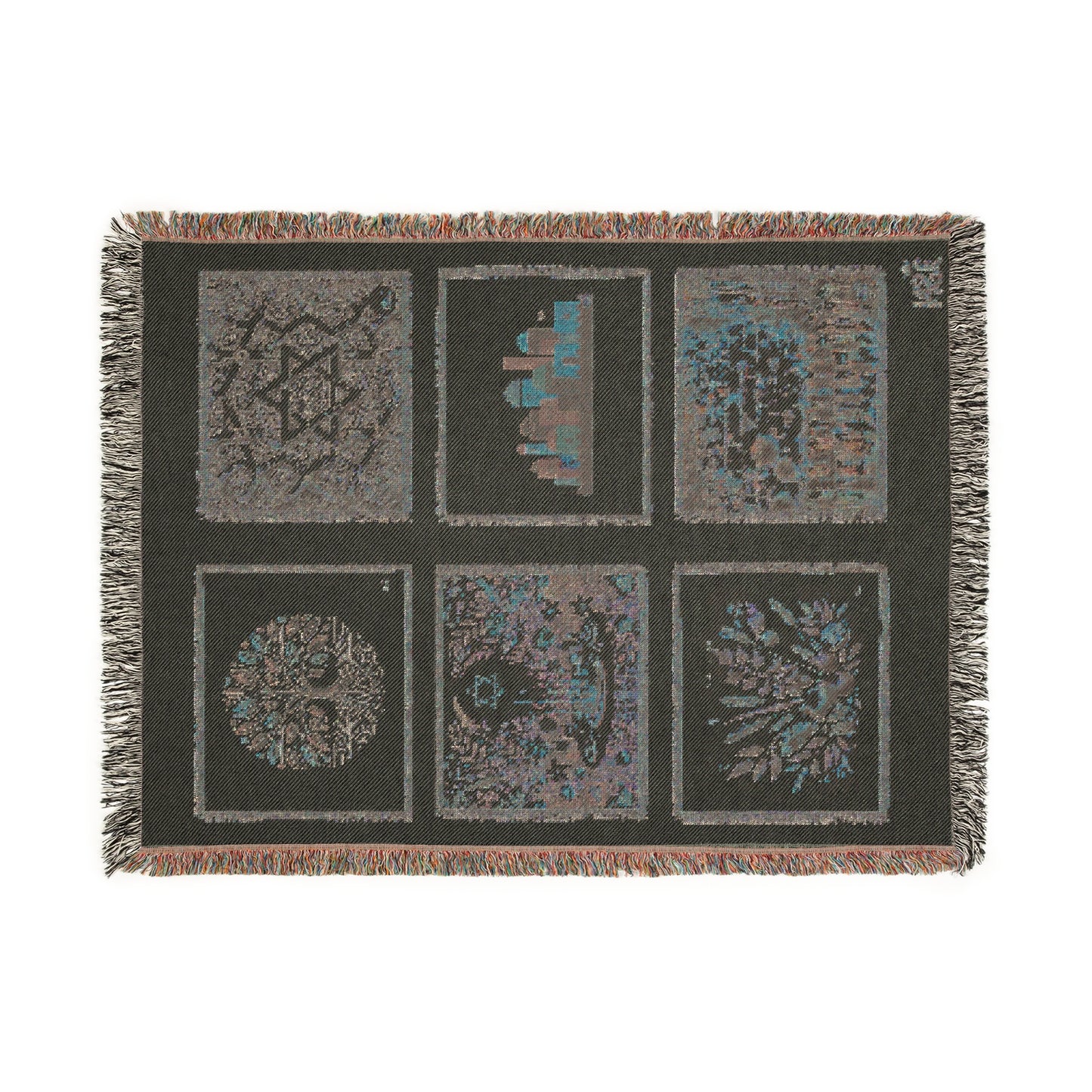 Heritage Mosaic Judaica Woven Tapestry Blanket – Six-Panel Jerusalem, Tree of Life, Pomegranates & Star Motif – 100% Cotton Story Throw