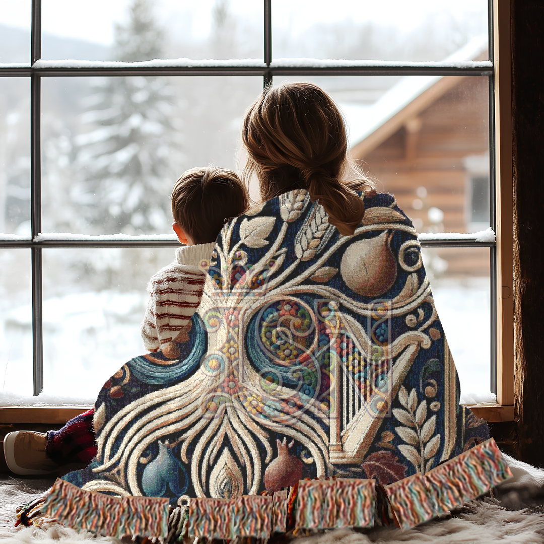 Nature’s Legacy Tree of Life Botanical Throw – Woven Blanket with Grains & Fruits, Symbolic Nature Gift