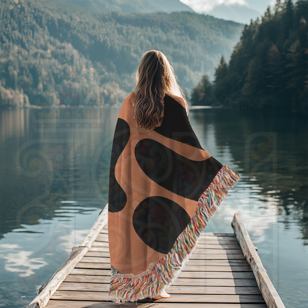 The Shapes That Stayed – African Abstract Woven Blanket, Mudcloth-Inspired Minimalist Throw, Modern Tribal Memory Textile