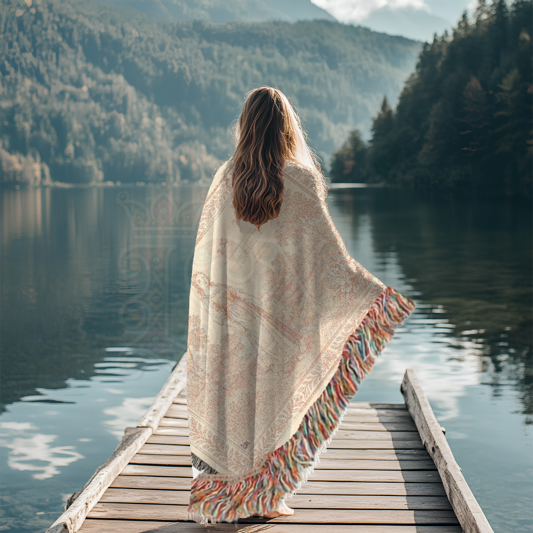 French Country Woven Blanket – Country Walk Serene Throw, Cozy Gift Home Decor