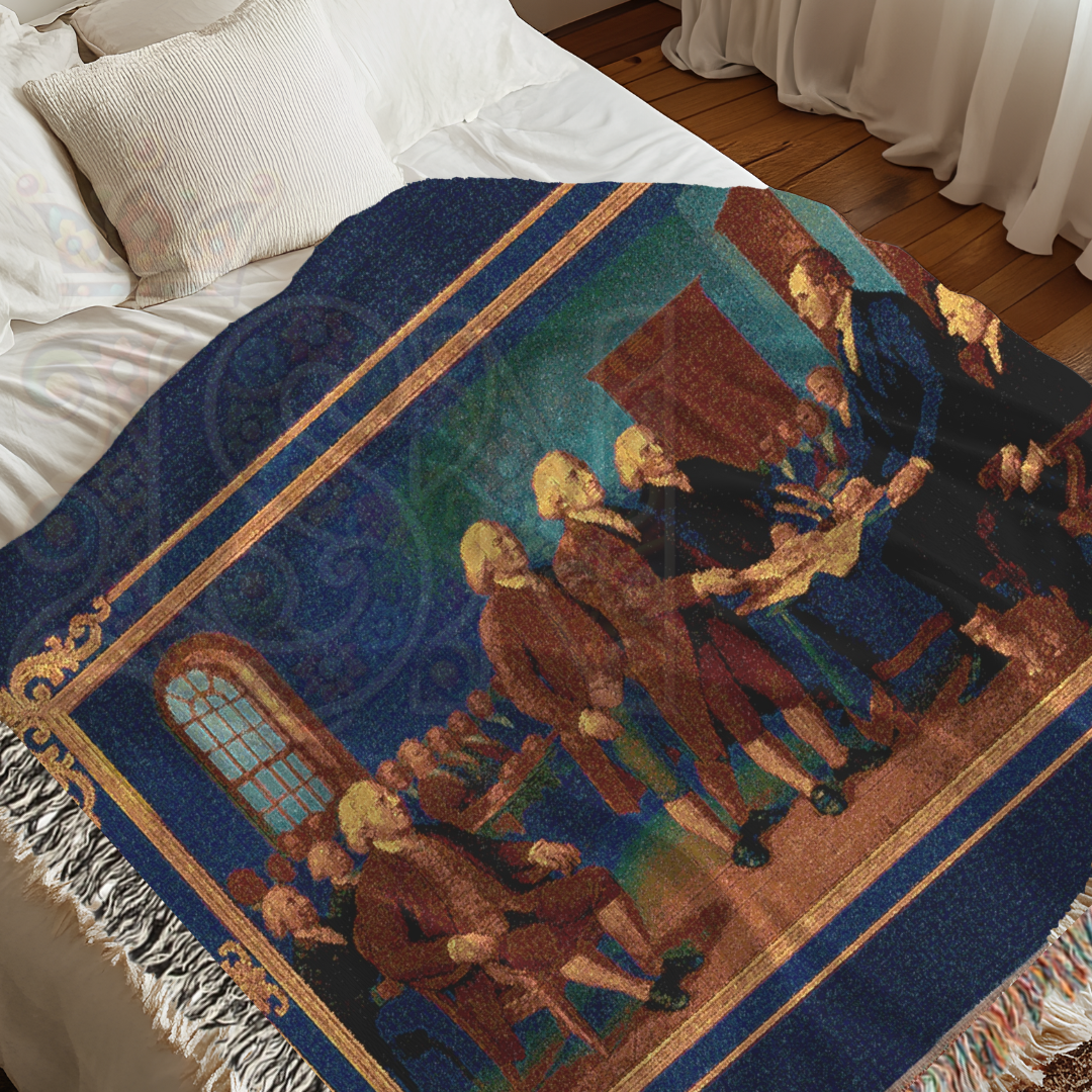 Declaration of Independence Signing – Historic Americana Woven Throw Blanket