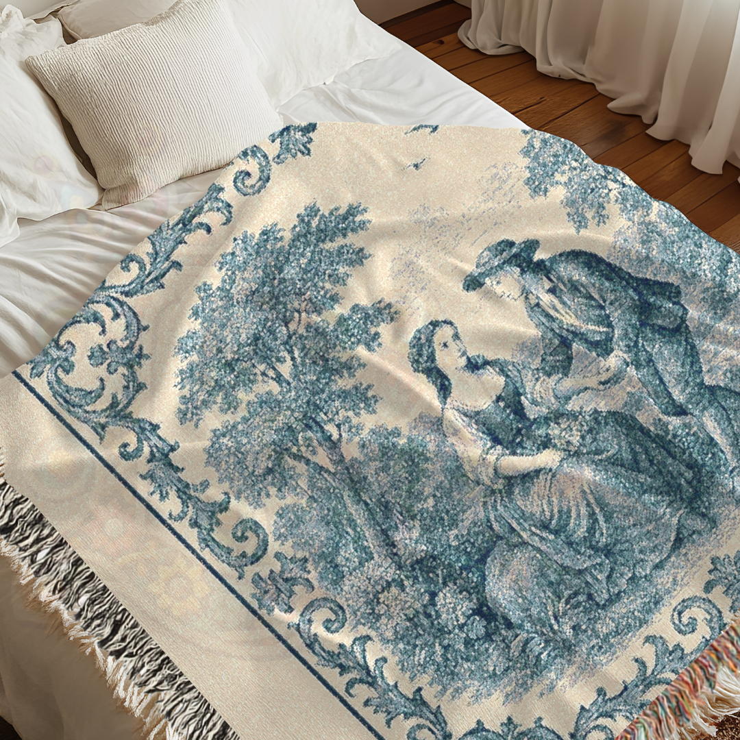 French Country Woven Blanket – Gentle Proposal Romantic Throw, Cozy Gift Home Decor