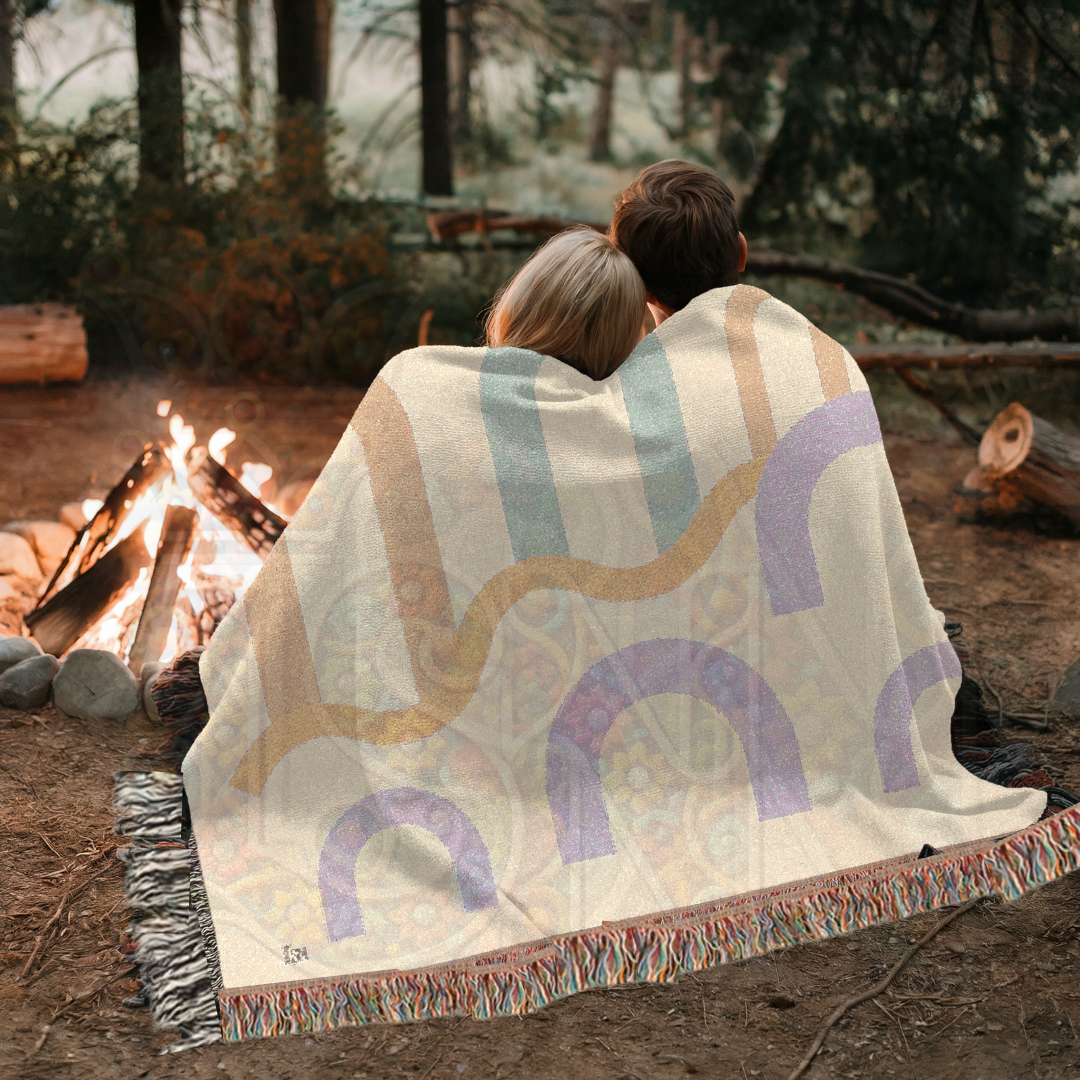 Pastel Rainbow Arches Woven Blanket, Soft Minimalist Throw, Calm Nursery and Cozy Home Decor Gift