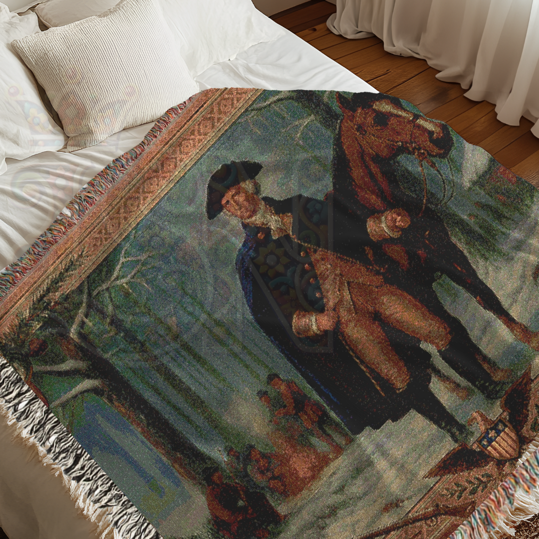 General Washington in Winter Encampment – American Revolutionary War Woven Throw Blanket