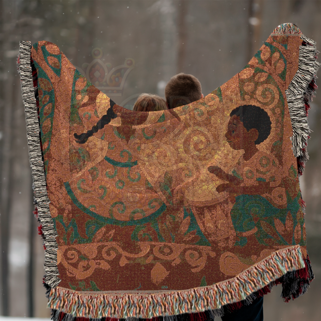 The Drummer Who Knew the Forest – African Folk Art Woven Blanket, Story Throw, Cozy Gift for Music Lovers, Nature-Inspired Decor