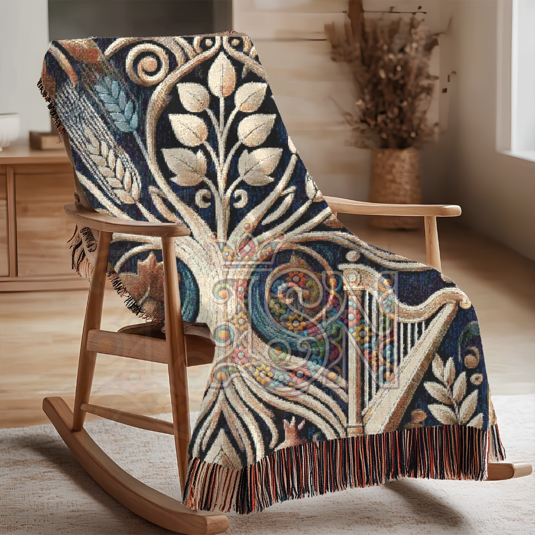 Nature’s Legacy Tree of Life Botanical Throw – Woven Blanket with Grains & Fruits, Symbolic Nature Gift