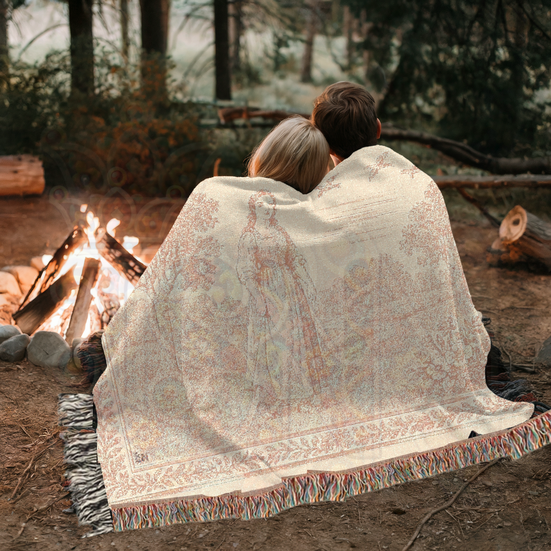 French Country Woven Blanket – Country Walk Serene Throw, Cozy Gift Home Decor