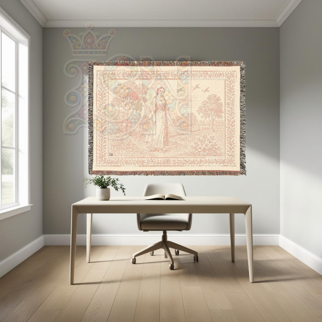French Country Woven Blanket – Country Walk Serene Throw, Cozy Gift Home Decor