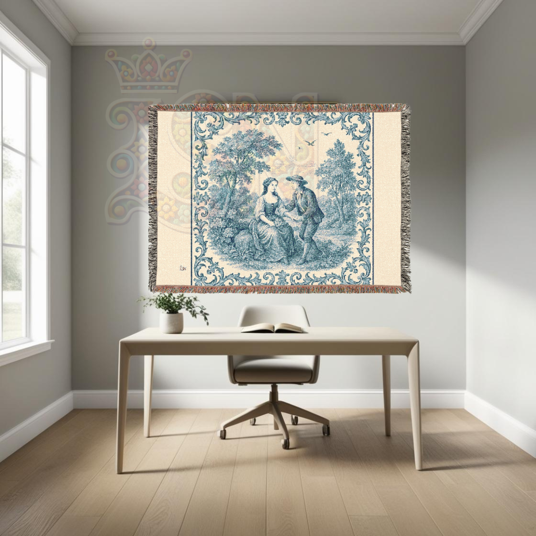 French Country Woven Blanket – Gentle Proposal Romantic Throw, Cozy Gift Home Decor