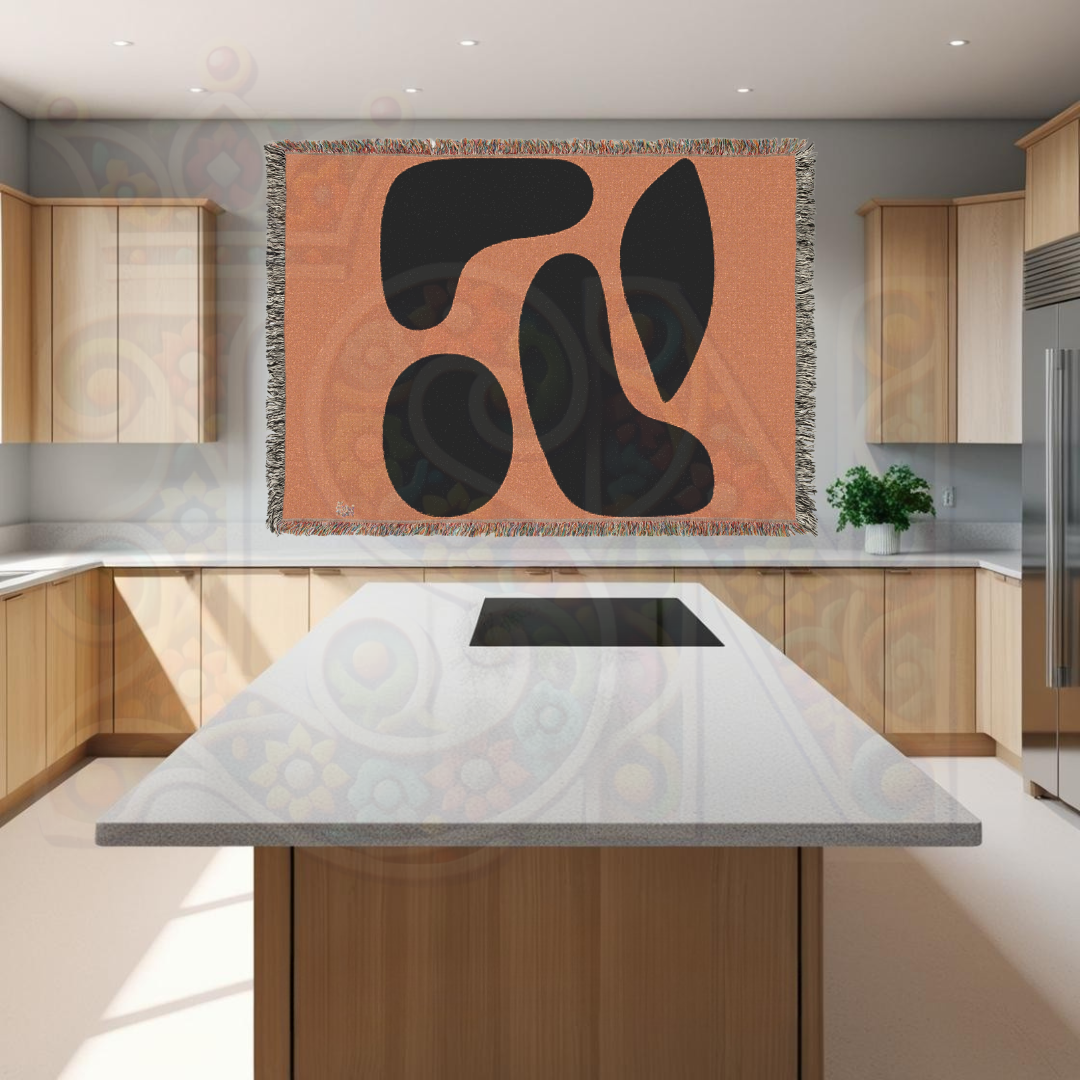 The Shapes That Stayed – African Abstract Woven Blanket, Mudcloth-Inspired Minimalist Throw, Modern Tribal Memory Textile
