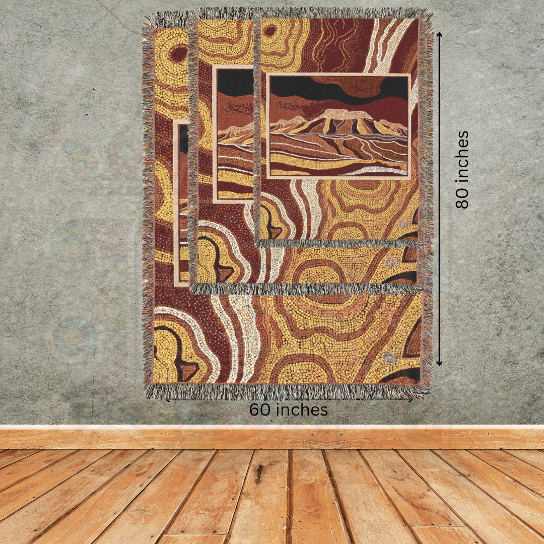 Australian Tribal Design - Molten Earth Woven Blanket – Volcanic Flow Art in 100% Cotton