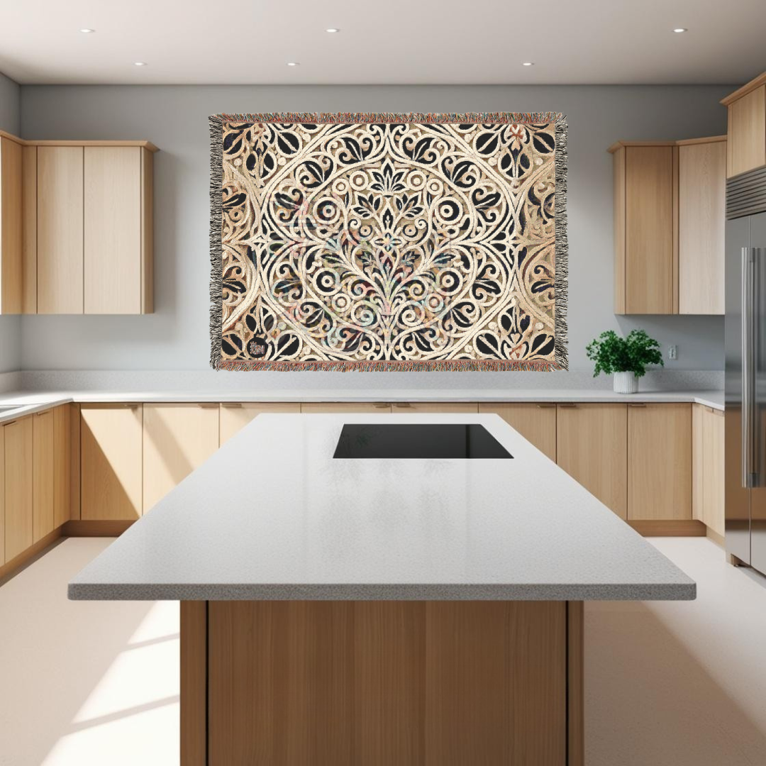 Timeless Elegance – Ornamental Folk Art Woven Blanket