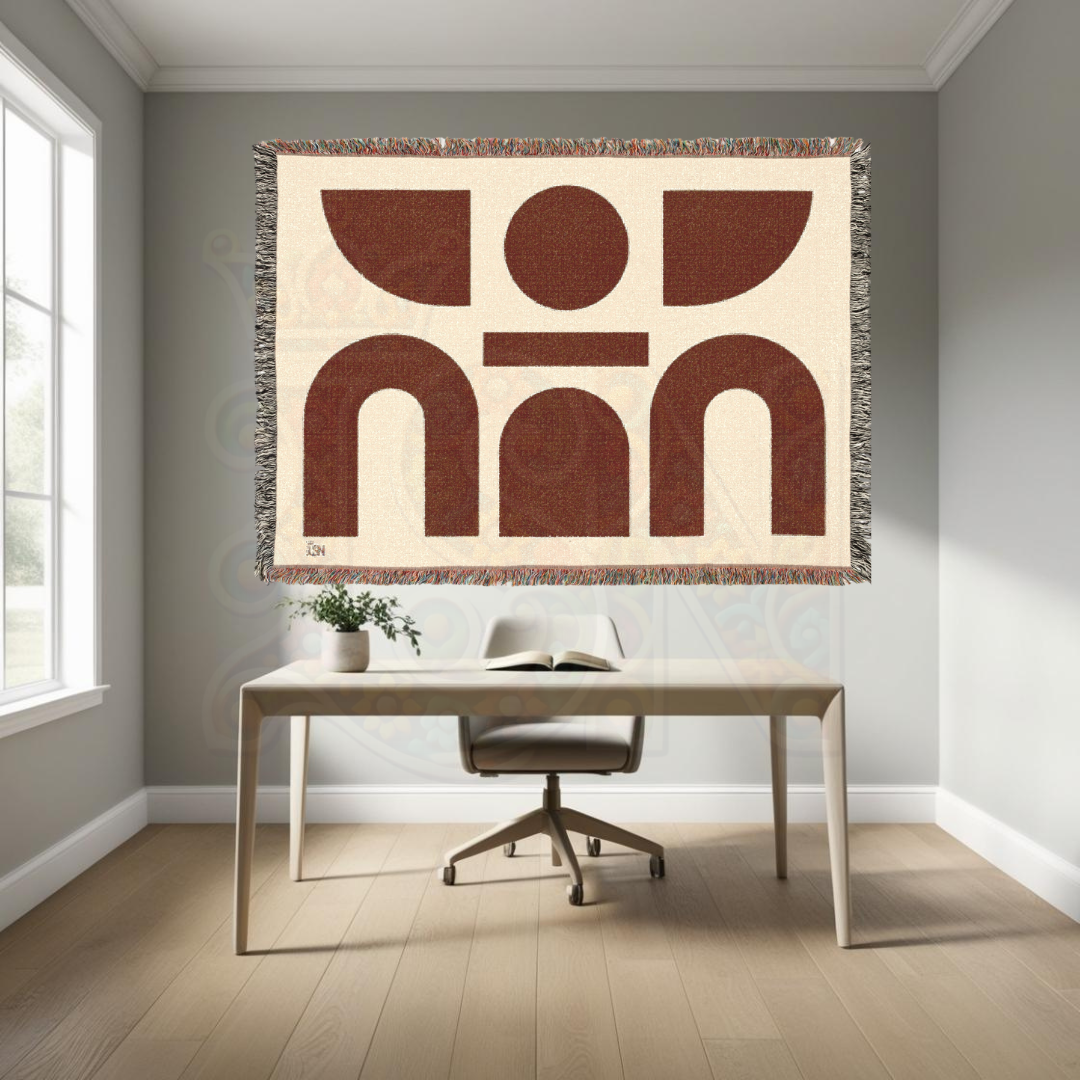 The Guardian in Shape – African Minimalist Woven Blanket, Symbolic Tribal Figure Throw, Geometric Protection Design for Modern Homes