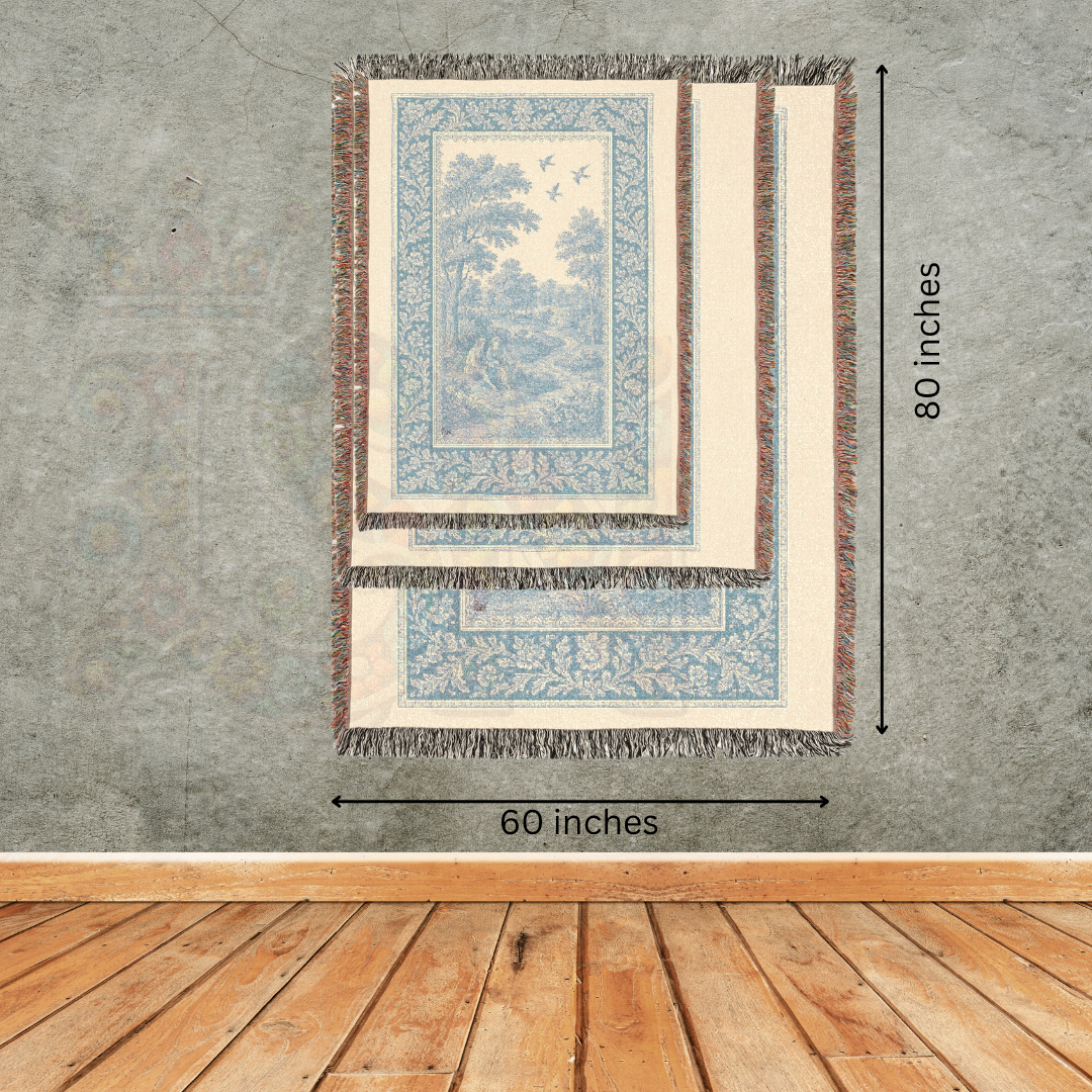 French Country Woven Blanket – Willow Tree Shadows Cozy Throw, Elegant Home Décor Gift