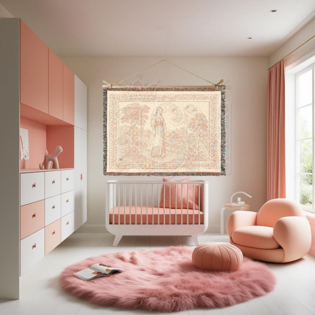 French Country Woven Blanket – Country Walk Serene Throw, Cozy Gift Home Decor