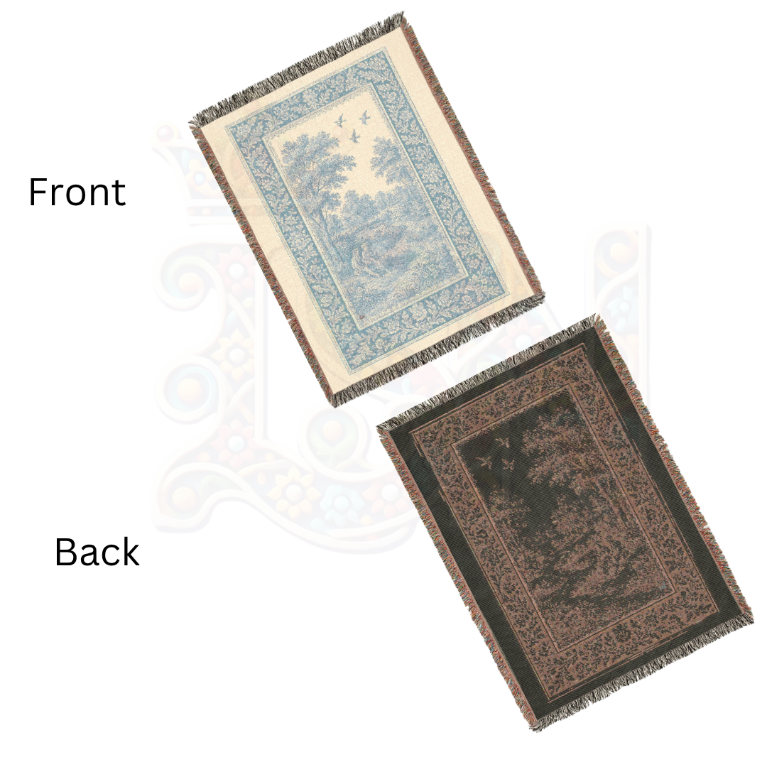 French Country Woven Blanket – Willow Tree Shadows Cozy Throw, Elegant Home Décor Gift