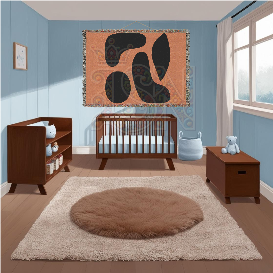 The Shapes That Stayed – African Abstract Woven Blanket, Mudcloth-Inspired Minimalist Throw, Modern Tribal Memory Textile
