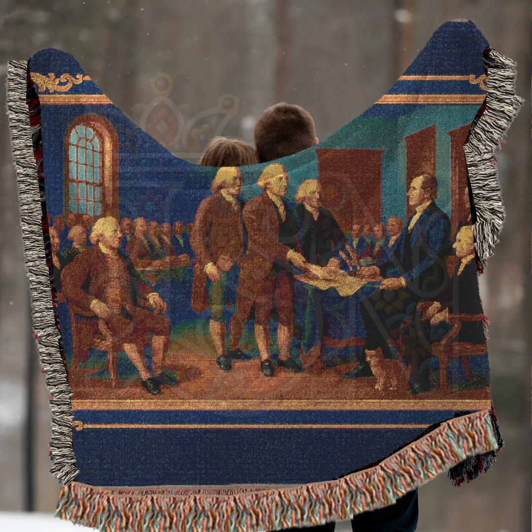 Declaration of Independence Signing – Historic Americana Woven Throw Blanket