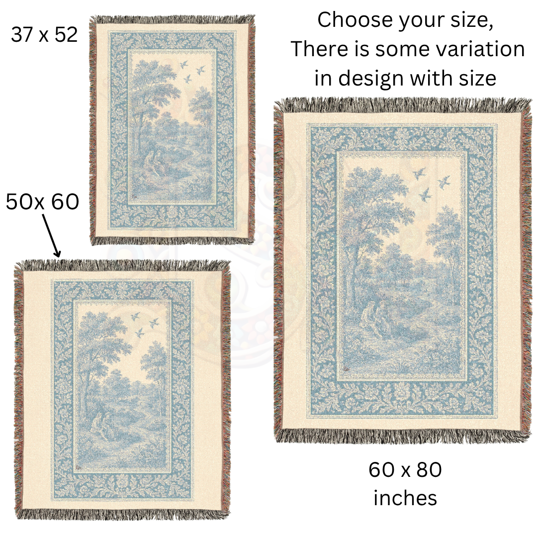 French Country Woven Blanket – Willow Tree Shadows Cozy Throw, Elegant Home Décor Gift