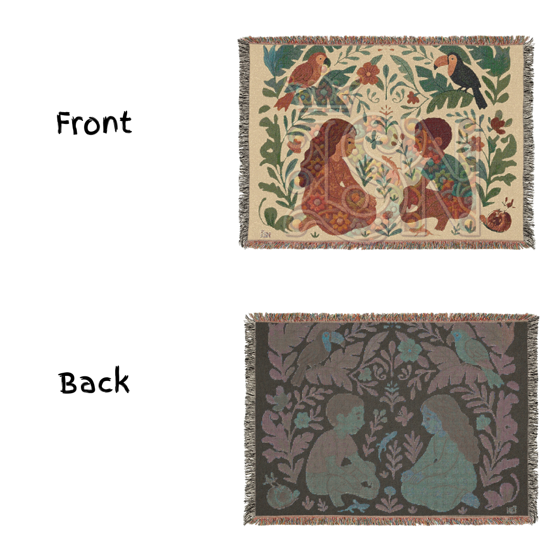 Kindred Spirits Folk Art Children & Jungle Friends Woven Blanket – Cozy 100% Cotton Throw