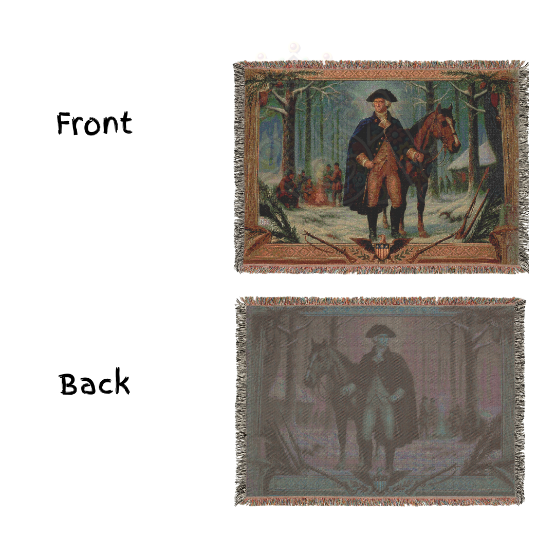 General Washington in Winter Encampment – American Revolutionary War Woven Throw Blanket