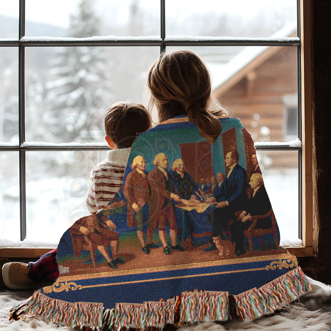 Declaration of Independence Signing – Historic Americana Woven Throw Blanket