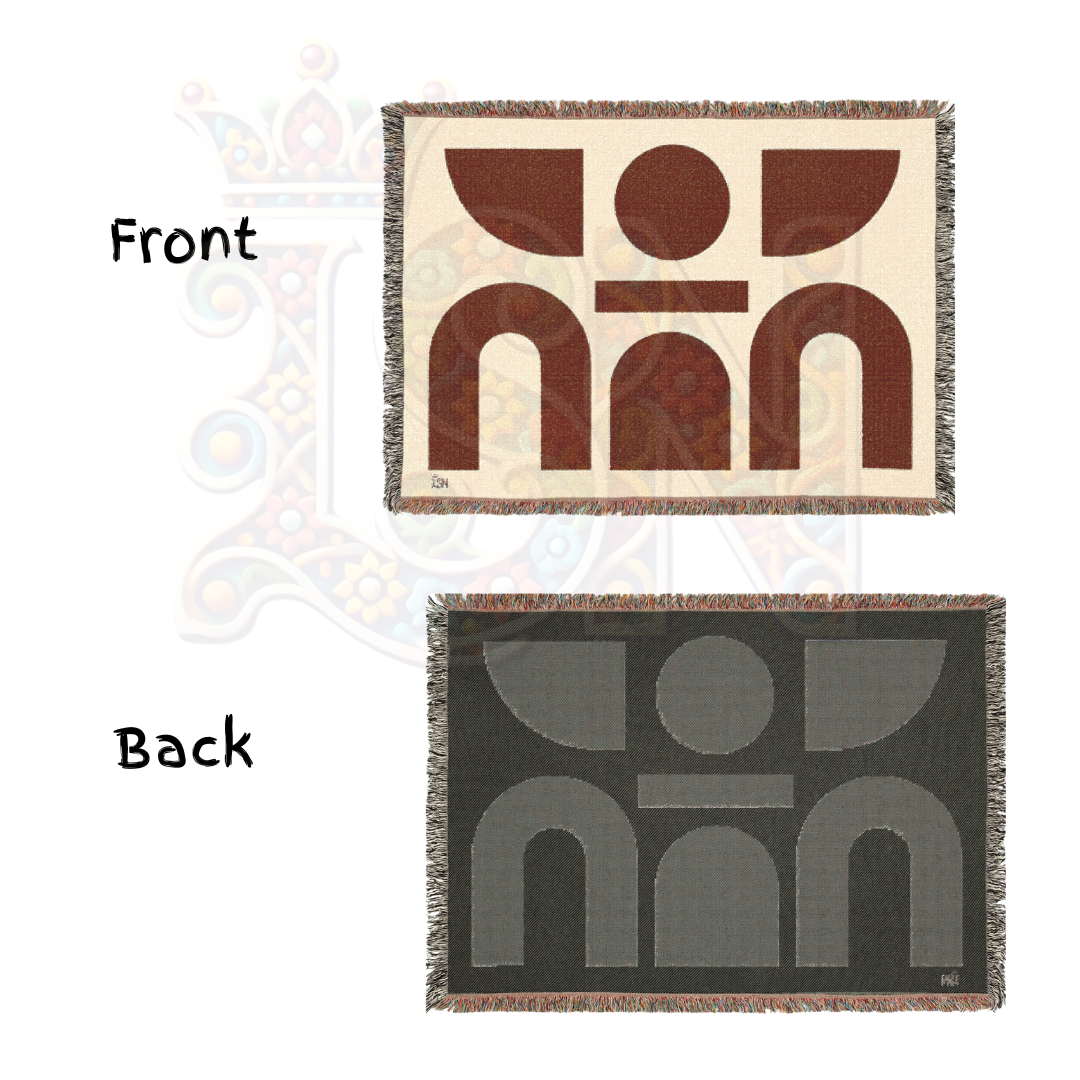 The Guardian in Shape – African Minimalist Woven Blanket, Symbolic Tribal Figure Throw, Geometric Protection Design for Modern Homes