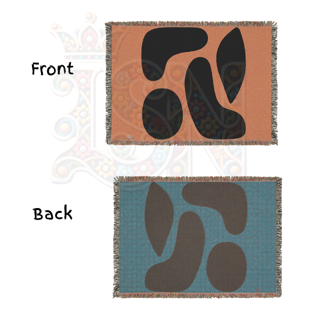 The Shapes That Stayed – African Abstract Woven Blanket, Mudcloth-Inspired Minimalist Throw, Modern Tribal Memory Textile
