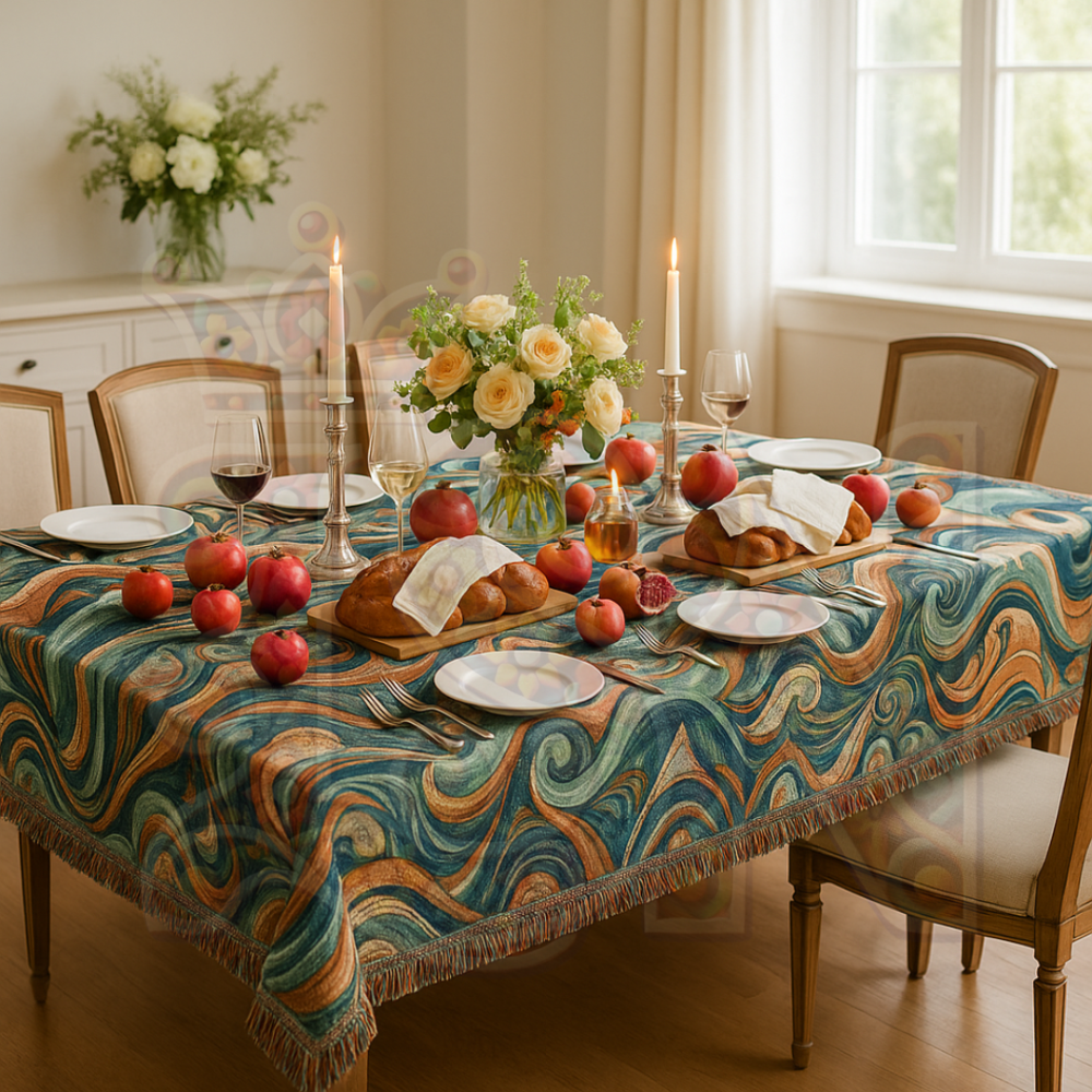 Abstract Ocean Waves Woven Throw Blanket – Tribal Inspired Cotton Tapestry