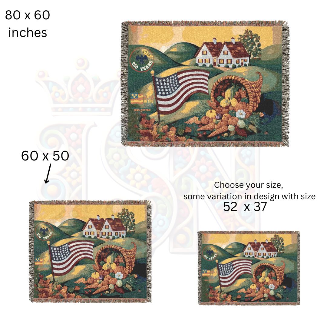 Harvest of Liberty – Americana Cornucopia Woven Throw Blanket